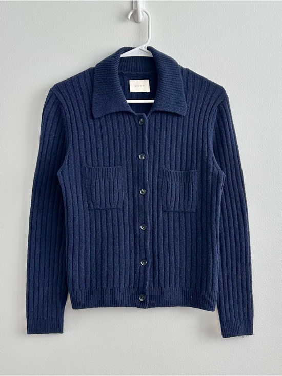 Doen Sweaters - Doen Harrington Cardigan Navy Blue Merino Wool Cashmere Size L
